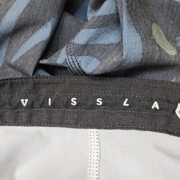 Vissla Boardshorts Mens 30 Gray Blue Leaf Print Quick Dry Stretch Swim M1065PRI - Picture 9 of 12